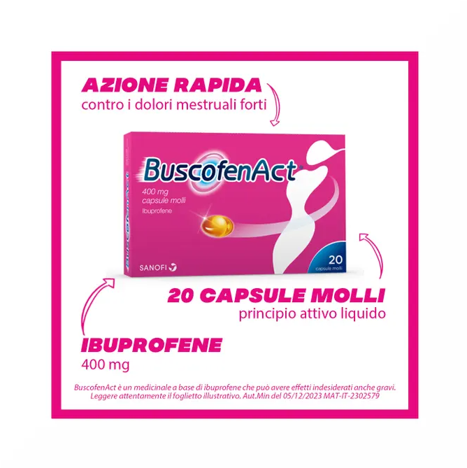 Buscofenact 400 mg ibuprofene 20 capsule molli