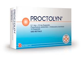 Proctolyn 0,1 mg + 10 mg supposte  fluocinolone acetonide + chetocaina cloridrato