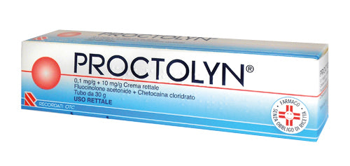 Proctolyn 0,1 mg/g + 10 mg/g crema rettale  fluocinolone acetonide + chetocaina cloridrato