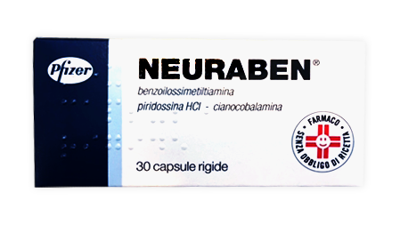 Neuraben 100 mg + 150 mg + 500 mcg capsule rigide  benzoilossimetiltiamina, piridossina cloridrato, cianocobalamina