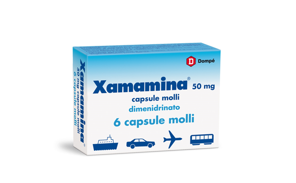 Xamamina mal di viaggio 50 mg capsule molli  xamamina mal di viaggio bambini 25 mg capsule molli  dimenidrinato