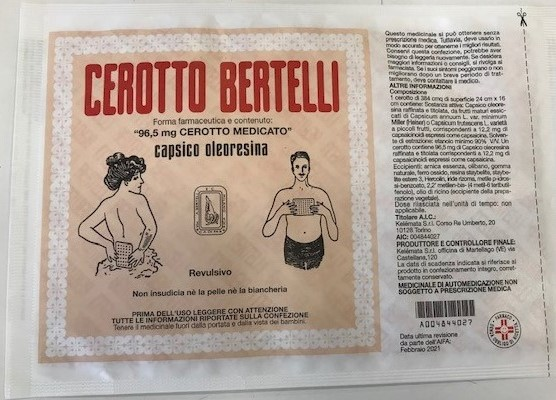 Cerotto bertelli 96,5 mg cerotto medicato  capsico oleoresina