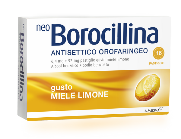 Neoborocilina hormiga o 6,4 mg + 52 mg comprimidos sabor limón, 16 comprimidos en blister de aluminio/pvc