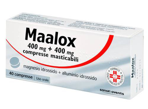 Maalox 400 mg + 400 mg compresse masticabili magnesio idrossido + alluminio ossido, idrato