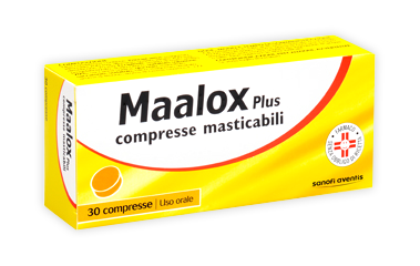 Maalox plus 200 mg + 200 mg + 25 mg compresse masticabili magnesio idrossido + alluminio ossido, idrato + dimeticone