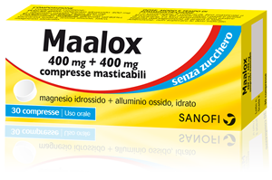 Maalox 400 mg + 400 mg compresse masticabili senza zucchero magnesio idrossido + alluminio ossido, idrato