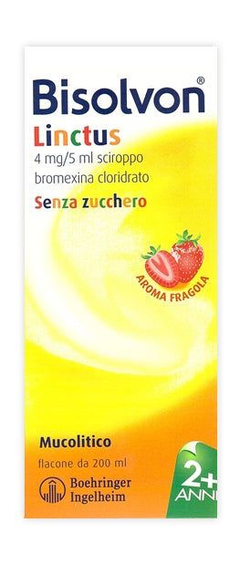 Bisolvon linctus 4 mg/5 ml sciroppo - gusto fragola bromexina cloridrato