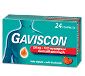 Gaviscon "250 mg + 133.5 mg strawberry flavor chewable tablet"24 tablets in blister"