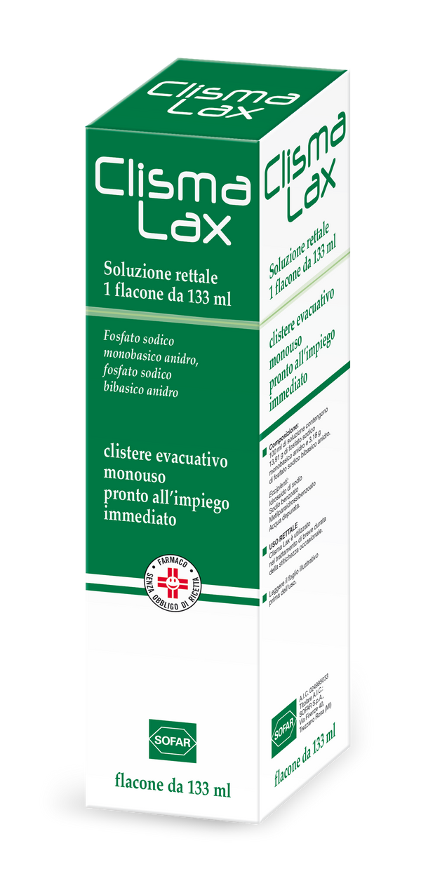 Clisma lax, soluzione rettale fosfato sodico monobasico anidro, fosfato sodico bibasico