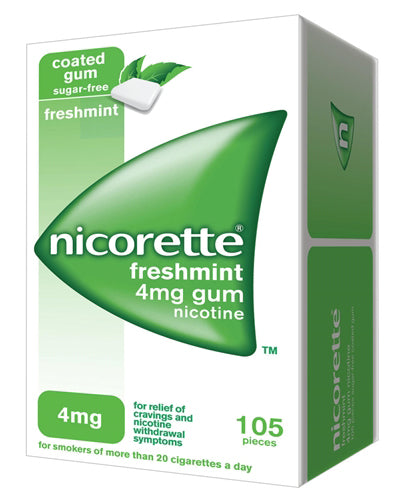 Nicorette "Chicle medicado 4 mg sabor fuerte a menta" 105 chicles "