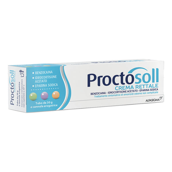 Proctosoll crema rettale  benzocaina, idrocortisone acetato, eparina sodica