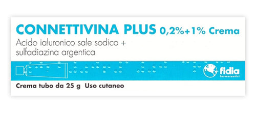 Connettivina plus 2 mg/g + 10 mg/g crema acido ialuronico sale sodico + sulfadiazina argentica