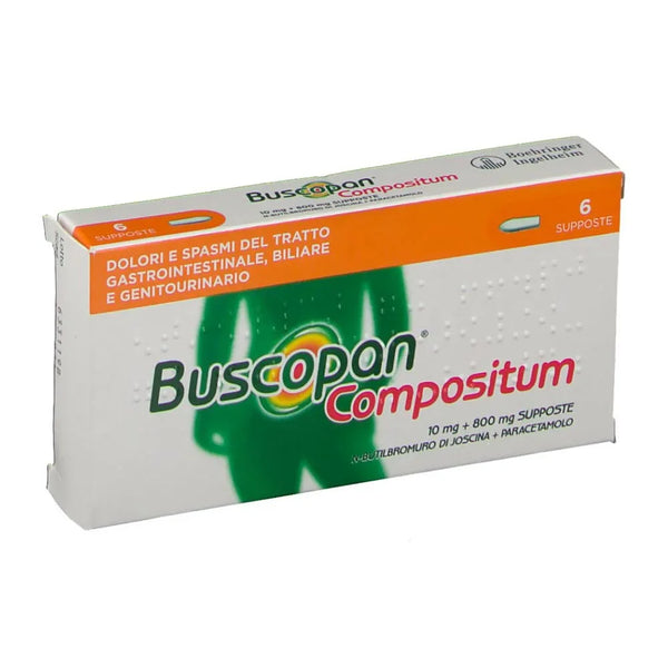 Buscopan compositum 10 mg + 800 mg supositorios hioscina n-butilbromuro + paracetamol