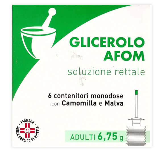 Glicerolo afom adulti 6,75 g soluzione rettale 6 contenitori monodose con camomilla e malva