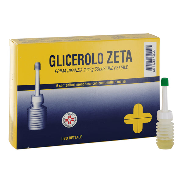 Glicerolo zeta prima infanzia 2,25 g soluzione rettale 6 contenitori monodose con camomilla e malva