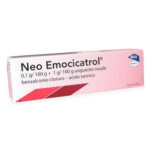 Neo-emocicatrol 1 mg/g + 20 mg/g pomada nasal de cloruro de benzalconio; ácido tánico