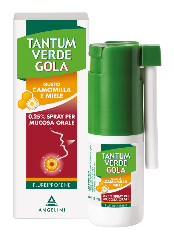 Tantum garganta verde 0,25% spray para mucosa bucal, sabor manzanilla y miel, flurbiprofeno