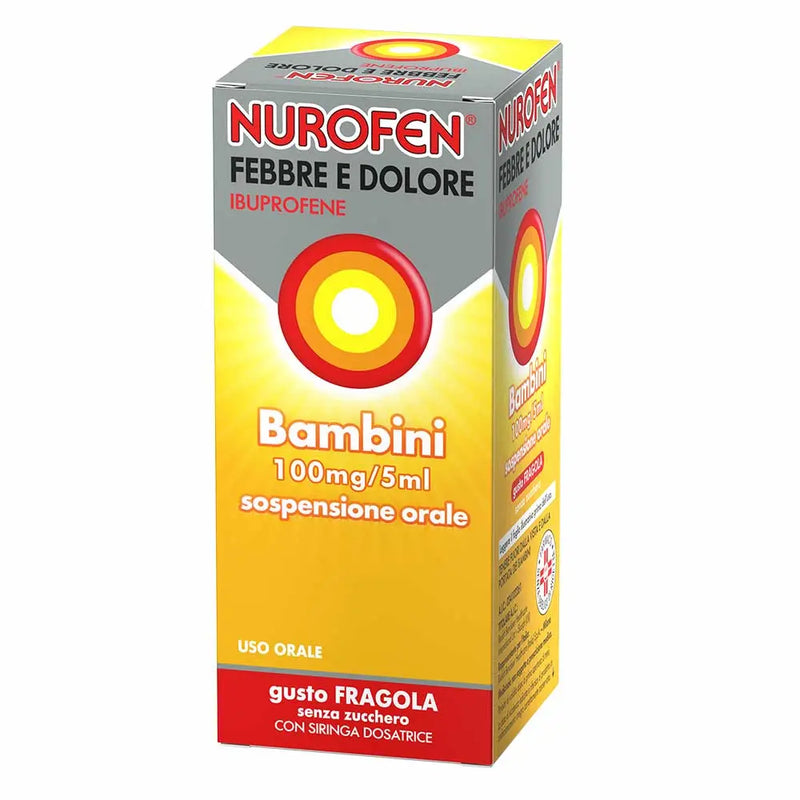 Nurofen Febbre e Dolore Bambini 100mg/5ml Sospensione Orale Gusto Fragola Senza Zucchero - 150ml