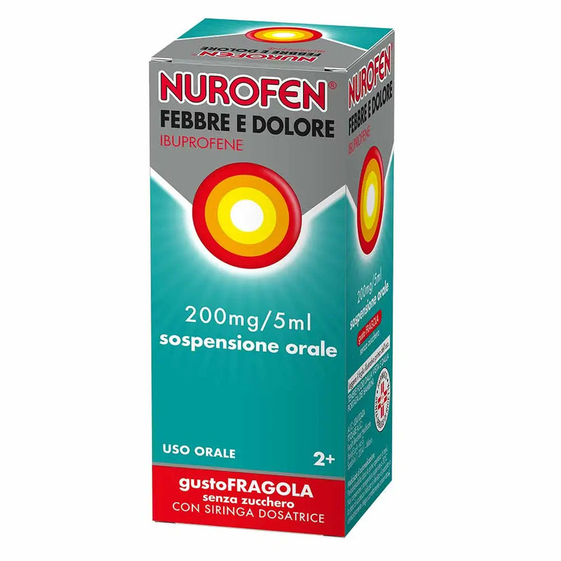 Nurofen Febbre e Dolore Bambini 200mg/5ml Ibuprofene Sospensione Orale Gusto Fragola Senza Zucchero - 100ml