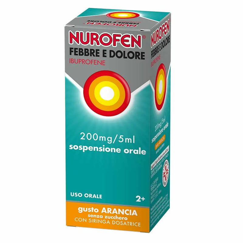 Nurofen Febbre e Dolore Bambini 200mg/5ml Ibuprofene Sospensione Orale Gusto Arancia Senza Zucchero - 100ml