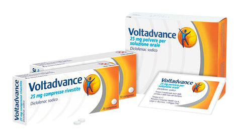 Voltadvance 25 mg compresse rivestite con film  voltadvance 25 mg polvere per soluzione orale  diclofenac sodico