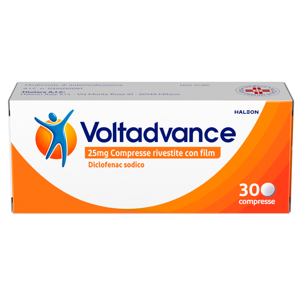 Voltadvance 25 mg compresse rivestite con film  voltadvance 25 mg polvere per soluzione orale  diclofenac sodico