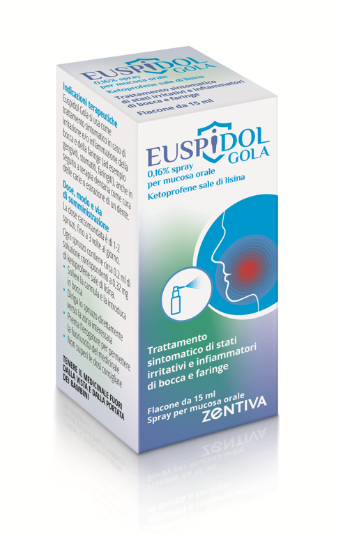 Euspidol gola 0,16% spray per mucosa orale ketoprofene sale di lisina