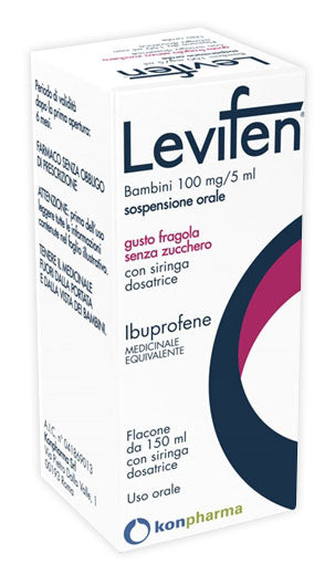 Levifen "bambini 100 mg/5 ml sospensione orale gusto fragola senza zucchero"1 flacone da 150 ml con siringa dosatrice"