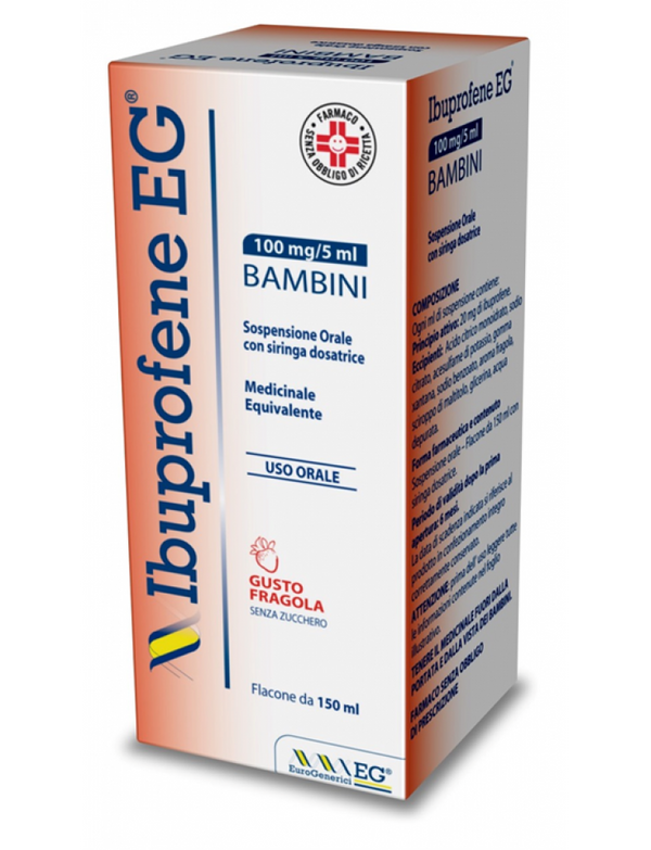 Ibuprofene eg bambini 100mg/5ml sospensione orale gusto fragola senza zucchero ibuprofene medicinale equivalente