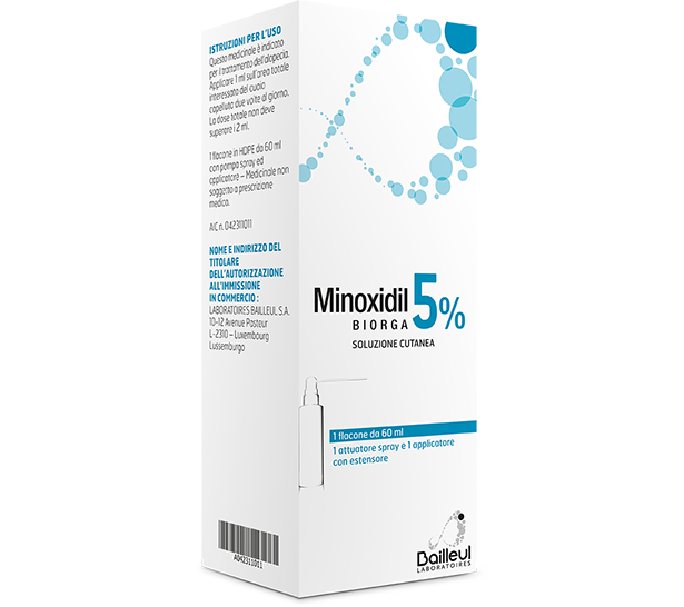 Minoxidil biorga 5%, soluzione cutanea minoxidil