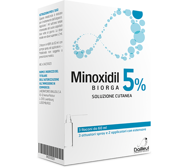 Minoxidil biorga 5%, soluzione cutanea minoxidil