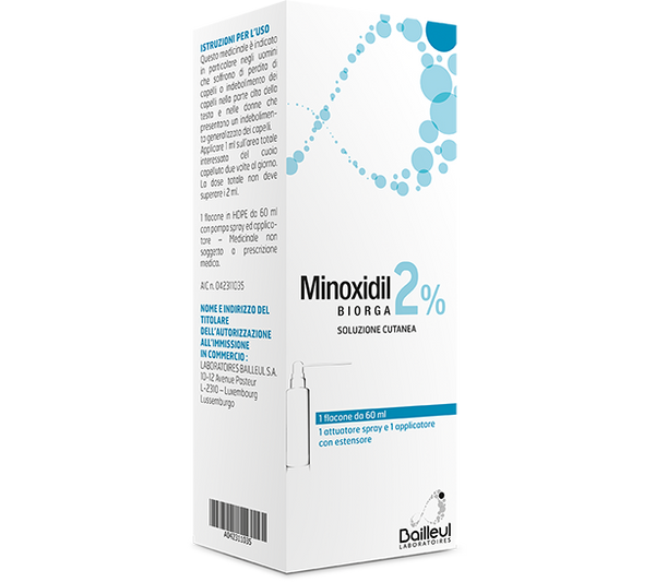 Minoxidil biorga 2%, soluzione cutaneaminoxidil