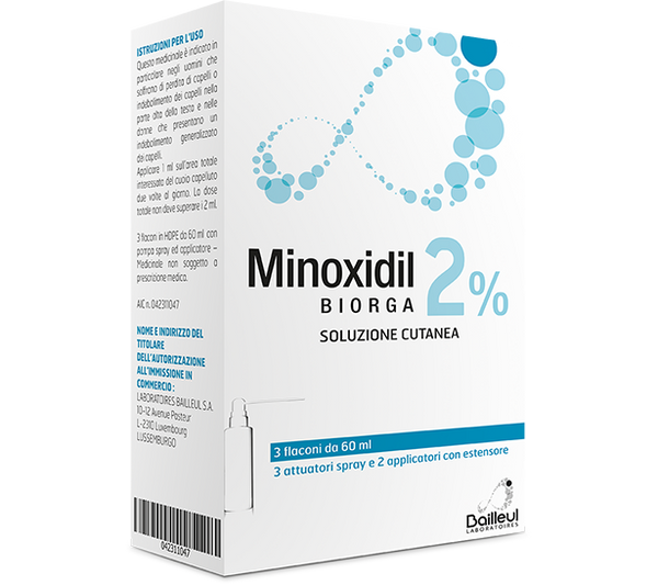 Minoxidil biorga 2%, soluzione cutaneaminoxidil