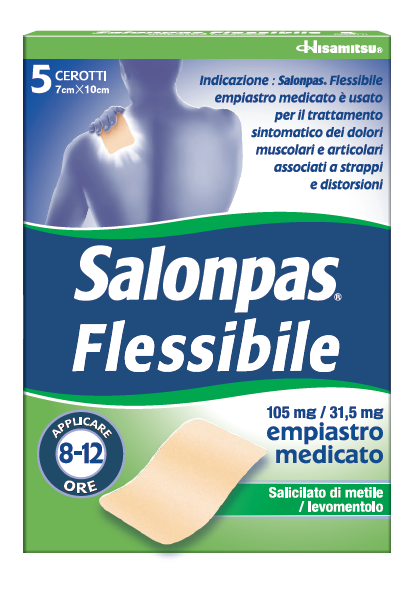 Salonpas flessibile 105 mg / 31,5 mg, empiastro medicato salicilato di metile/levomentolo