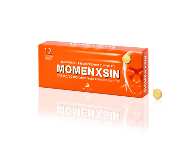 MOMENXSIN 200 mg/30 mg ibuprofene/pseudoefedrina cloridrato Trattamento Sintomatico Rinosinusite - 12 compresse rivestite con film