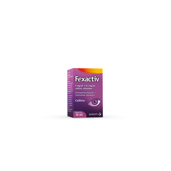 Fexactiv 3 mg/ml + 0,5 mg/ml collirio, soluzione  feniramina maleato + tetrizolina cloridrato