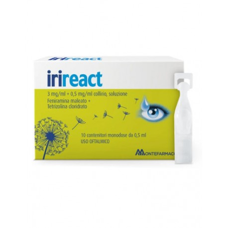 Irireact Collirio 3mg/ml + 0,5mg/ml Stati Allergici e Infiammatori della Congiuntiva, 10 Contenitori Monodose da 0,5ml