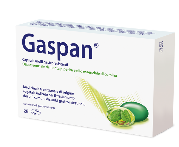 Gaspan capsule molli gastroresistenti  olio essenziale di menta piperita e olio essenziale di cumino