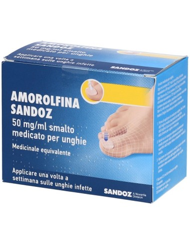 Amorolfina sandoz 50 mg/ml medicamento equivalente a esmalte de uñas medicinal