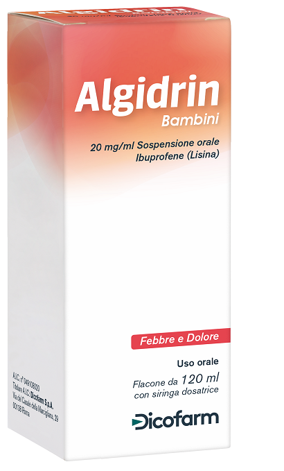 Algidrin 20 mg/ml sospensione orale, bambini ibuprofene (lisina)