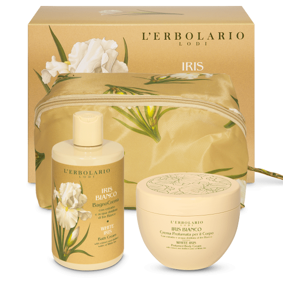 L'ERBOLARIO - Iris Bianco - Beauty case "gemma" 1 bagno crema 300 ml + 1 crema profumata corpo 300 ml