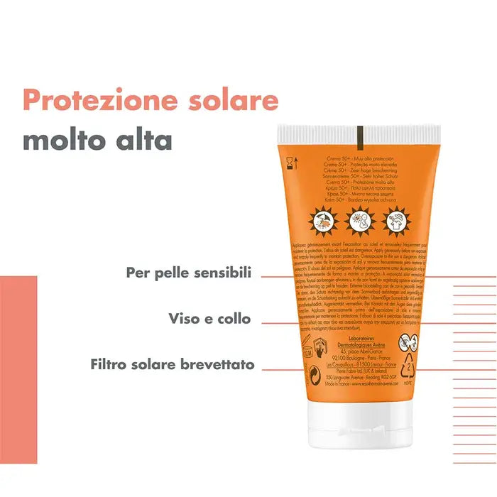 AVENE - Solari - Crema protezione viso per pelli secche SPF50+ 50 ml