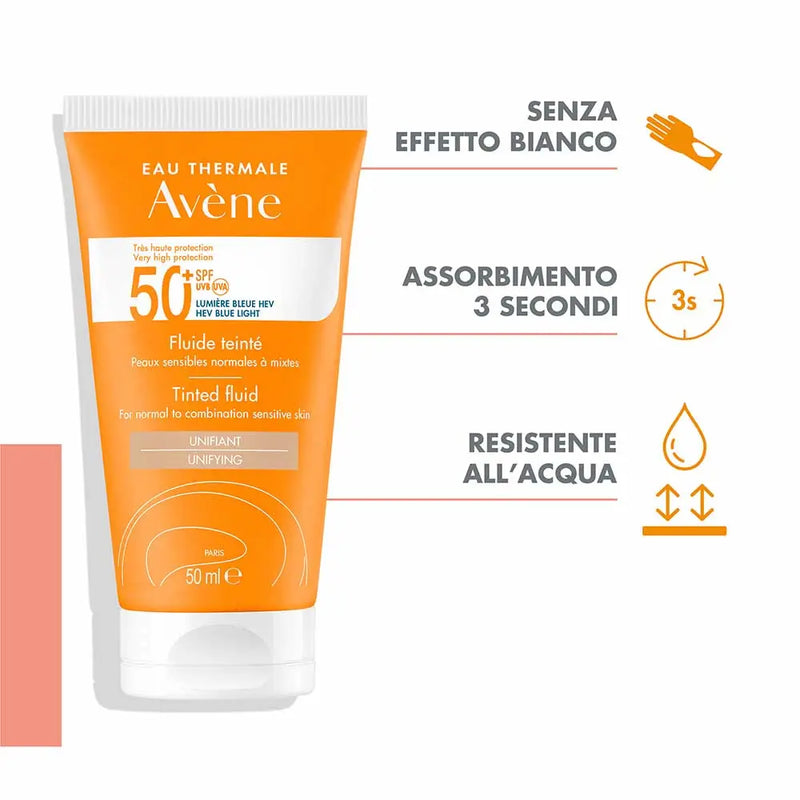 AVENE - Solar - Fluido protector facial con color para pieles normales/mixtas SPF50+ 50 ml