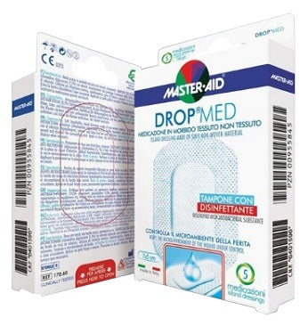 Medicazione compressa autoadesiva dermoattiva ipoallergenica aerata master-aid drop med 10x6 5 pezzi