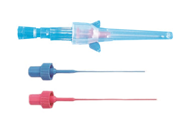 Ago cannula monovia 20 gauge 0,9x25mm in acciaio inox con siliconatura esterna, tappo luer lock e alette laterali colore blu