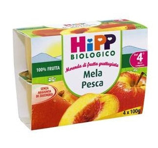 Hipp fruta rallada ecológica manzana melocotón 4x100 g