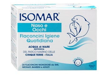 Isomar soluzione isotonica acqua mare igiene quotidiana 24 flaconcini monodose 5 ml