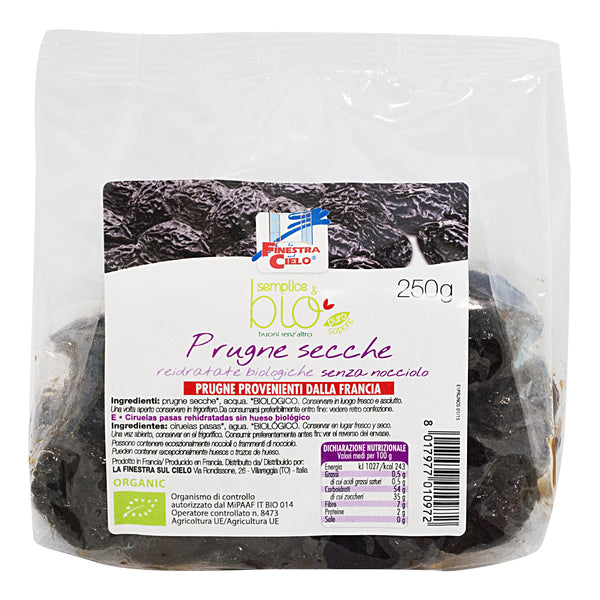 Prugne secche reidratate senza nocciolo bio 250 g