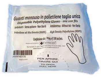 Guanto monouso in pvc misura unica 100 pezzi