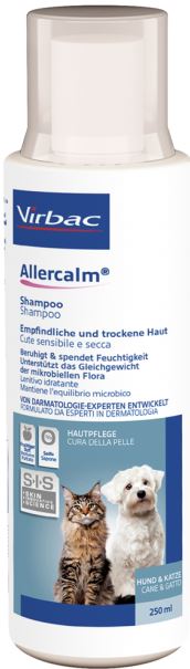 Allercalm champú para pieles sensibles y secas para perros y gatos 250 ml